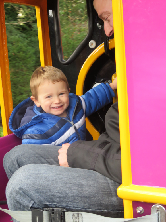 Jake on a train at peppa pig world