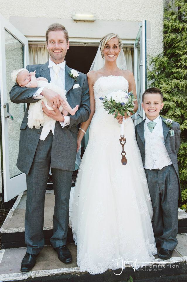 family on wedding day