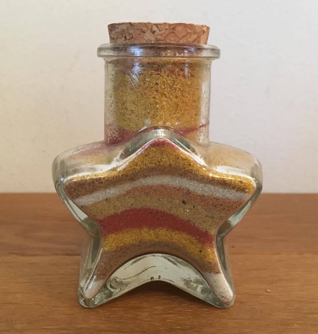 star glass pot of sand
