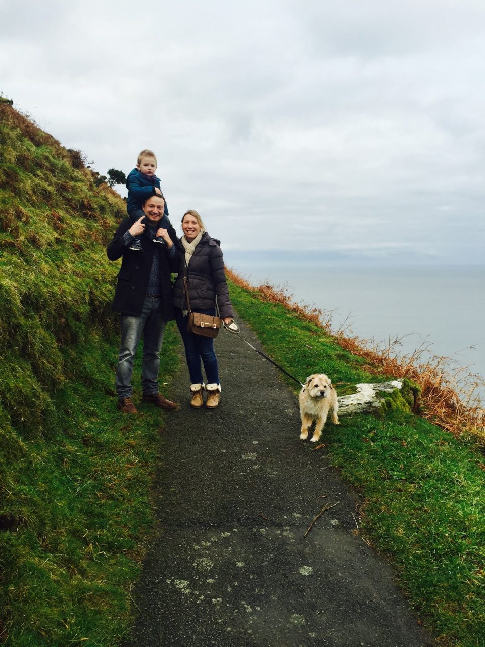 me, Rob, Jake and Molly on a coastal walk