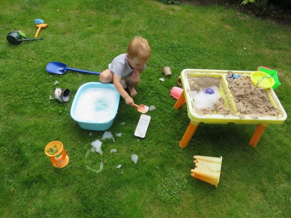 messy play in the garden