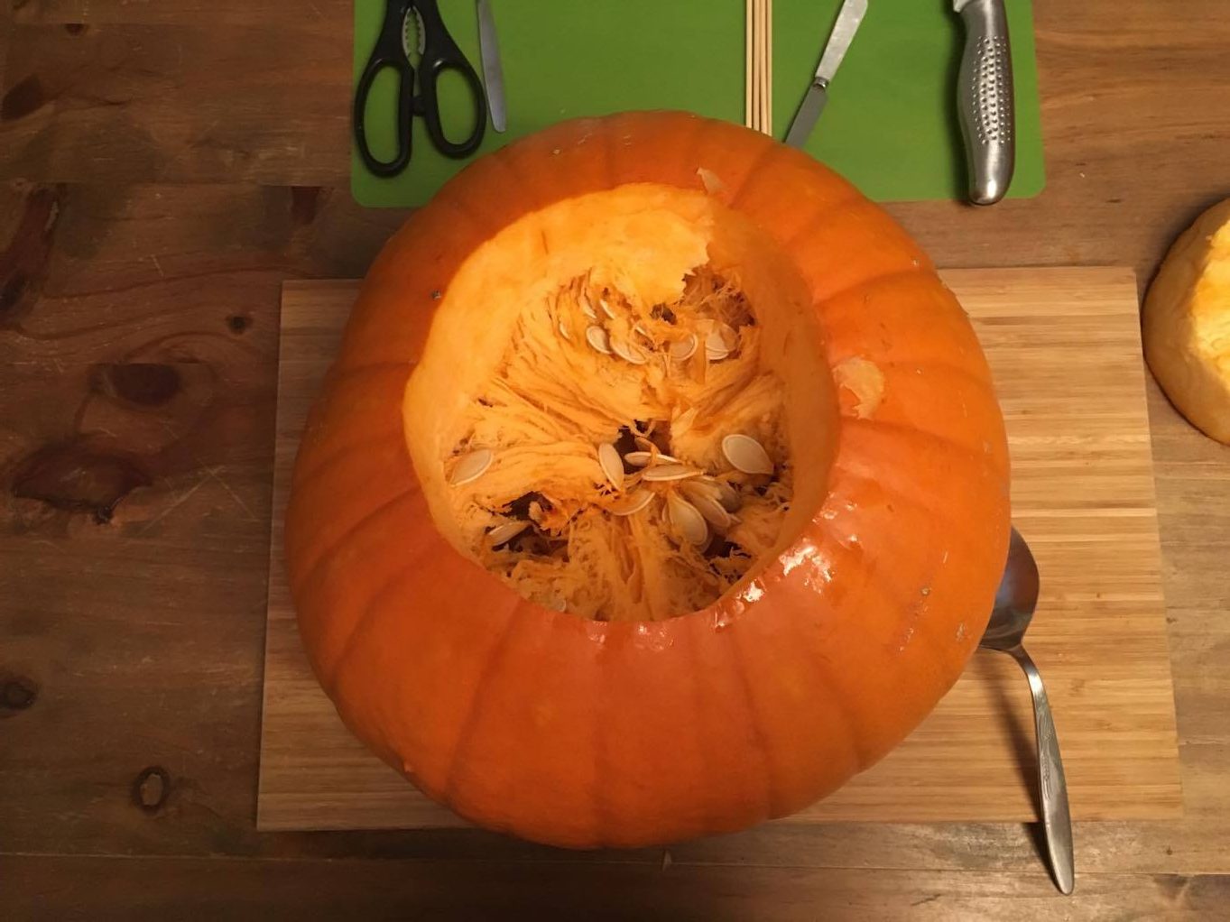 the inside of a pumpkin
