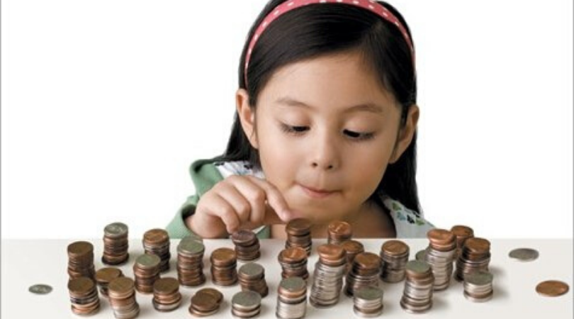 little girl counting money