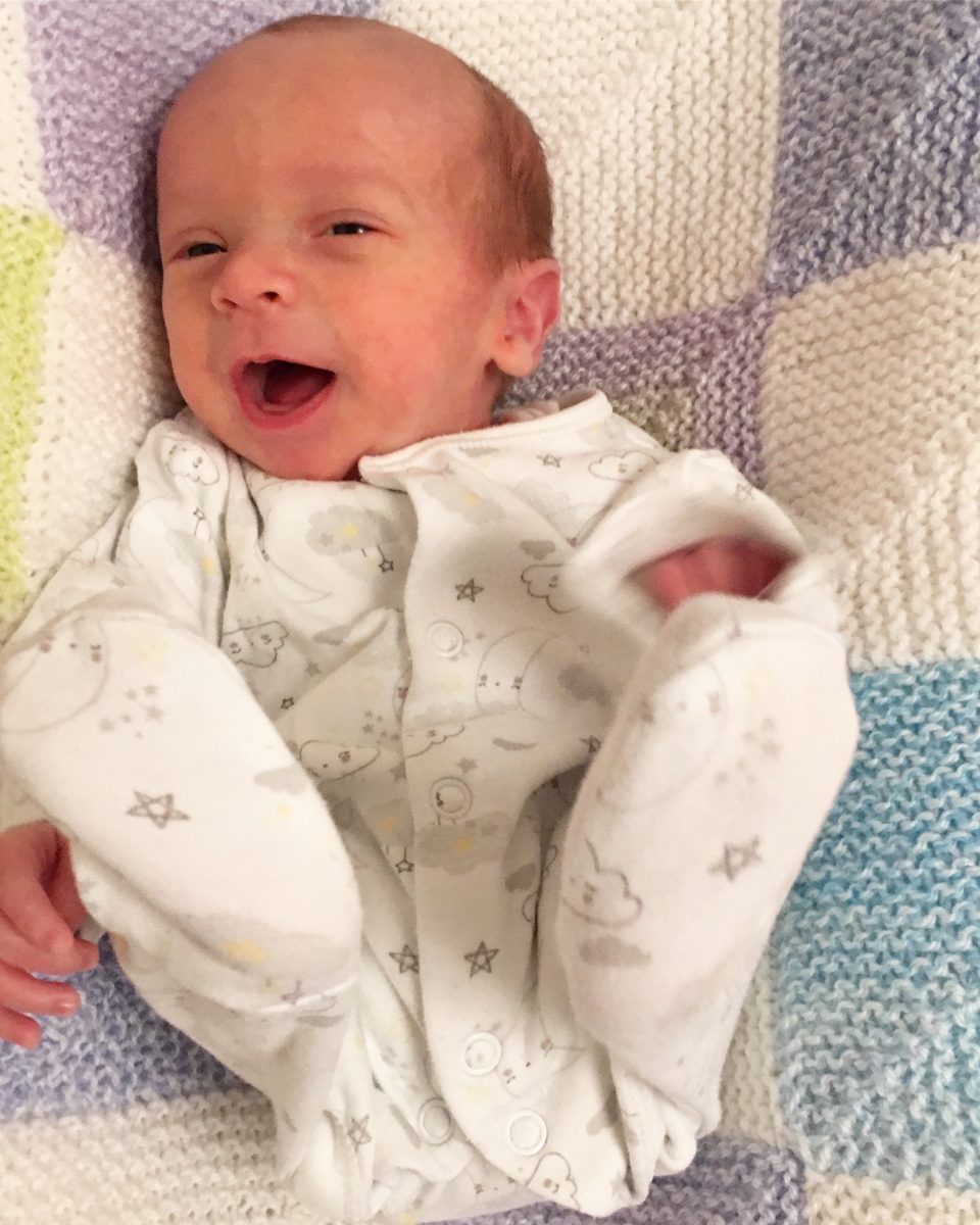 William smiling on his due date