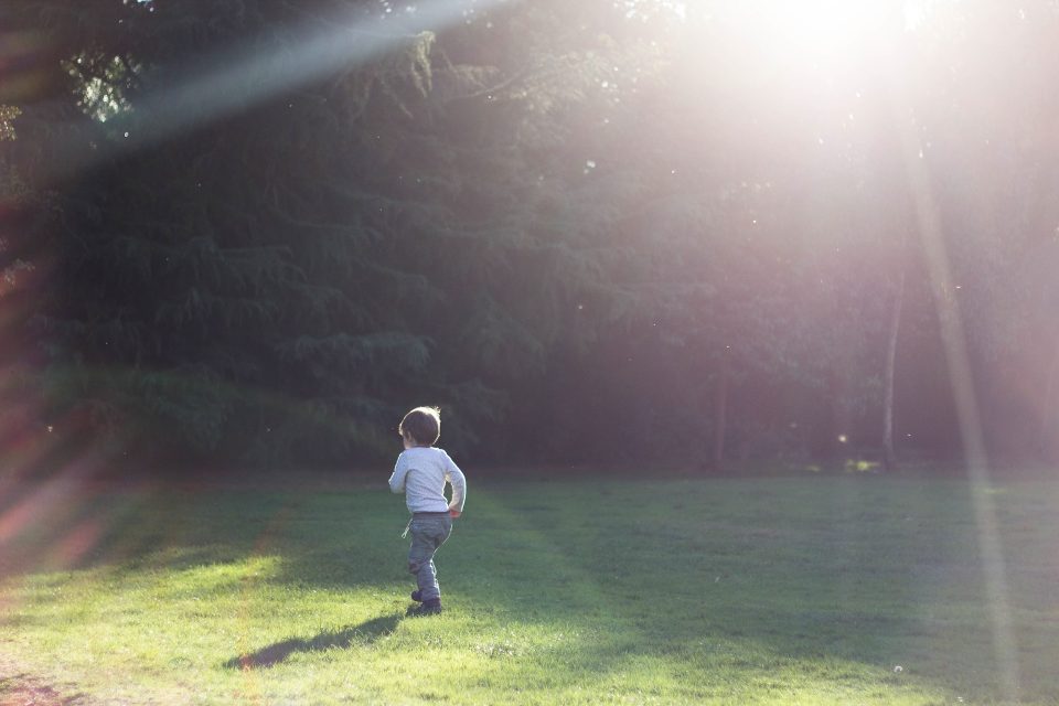 child in a safe garden