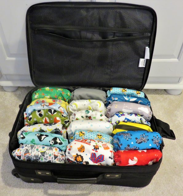 Suitcase full of reusable nappies