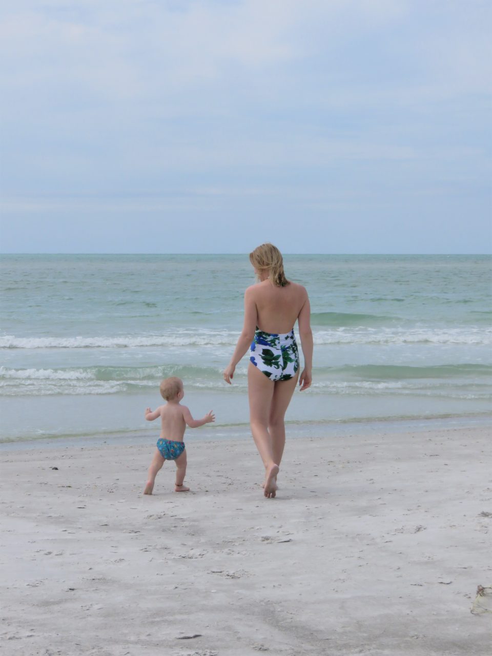 me walking down the beach with my baby 