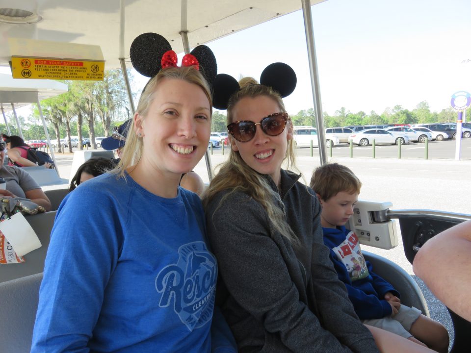 me and my sister on a tram