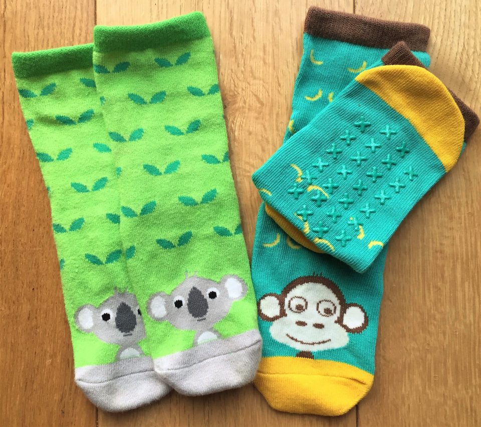 ziggle socks 2 pairs one koala one monkey