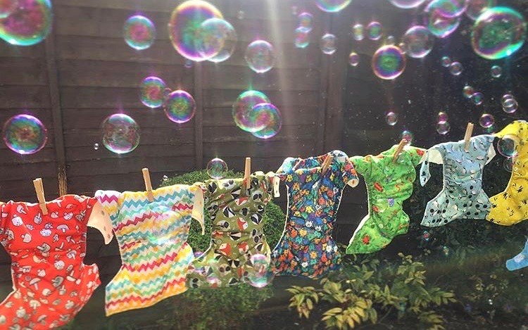 cloth nappies on washing line