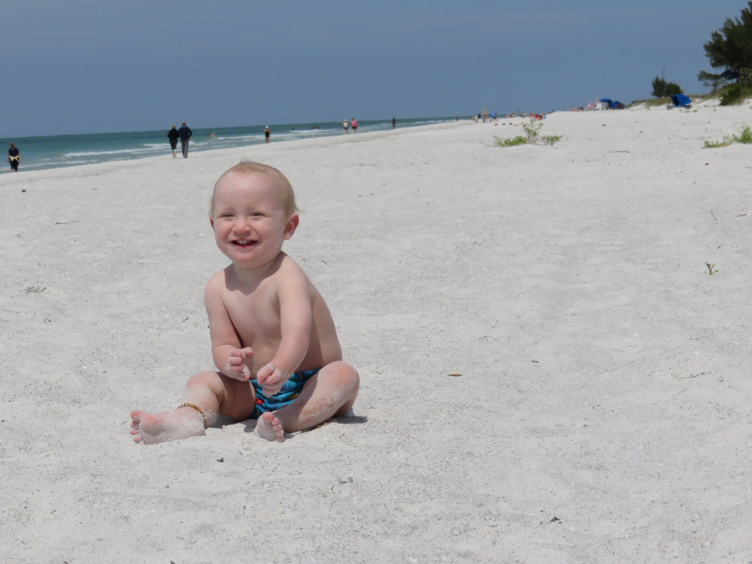 william sat on the Indian shores beach on our Florida holiday