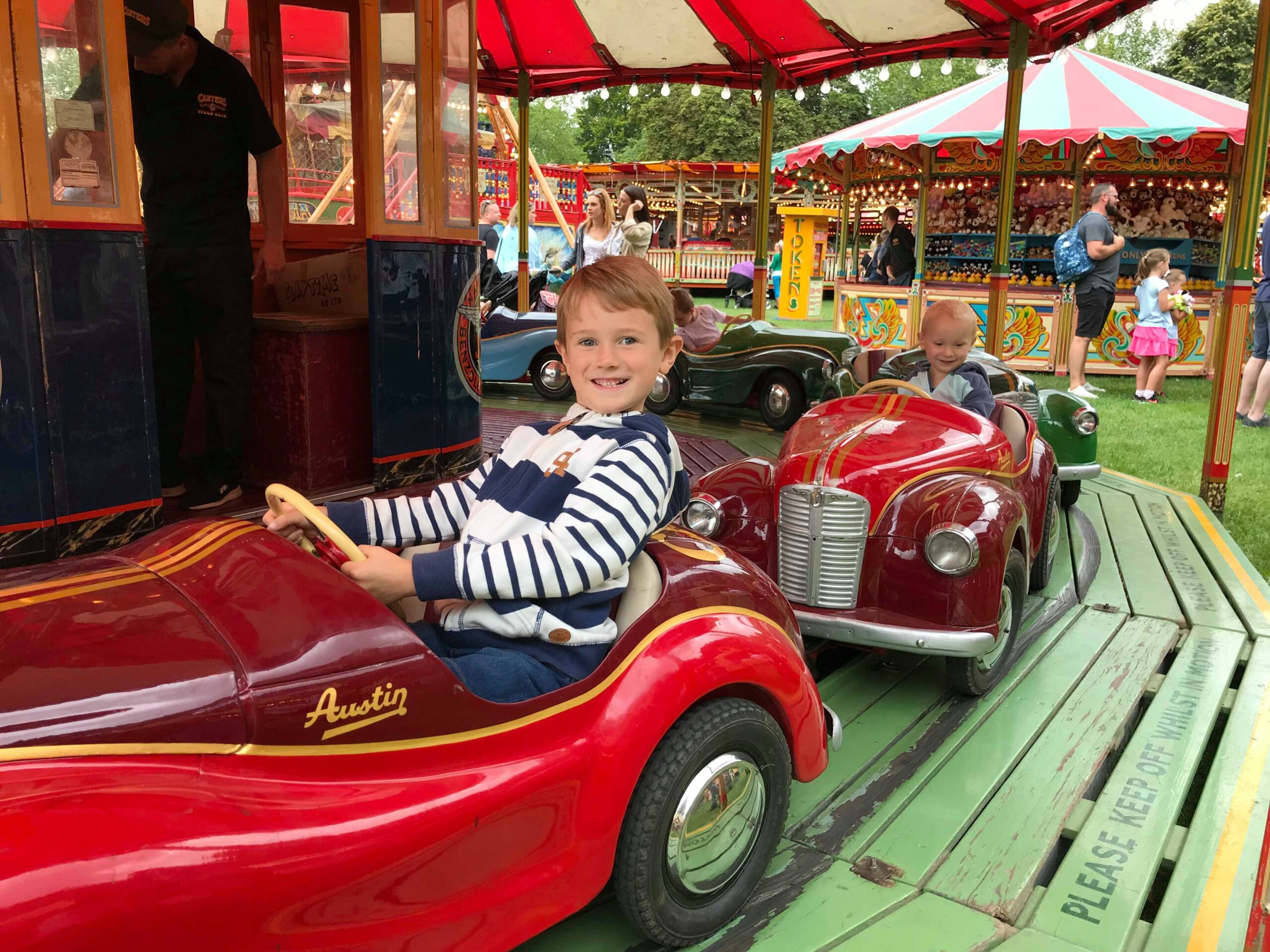 Jake and William on the vintage cars