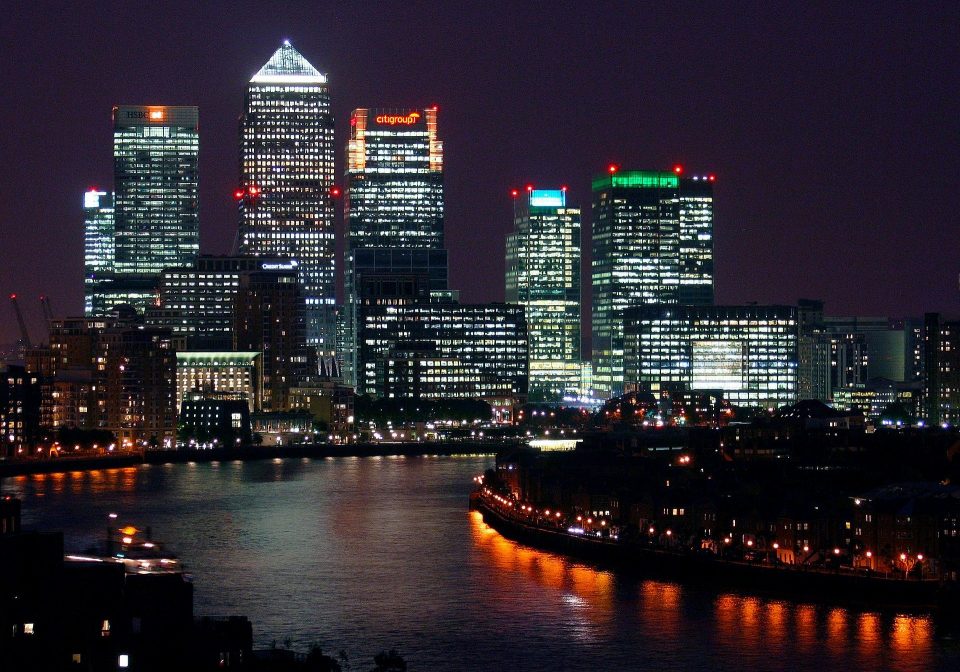 Canary Wharf at night perfect for New Year's Eve