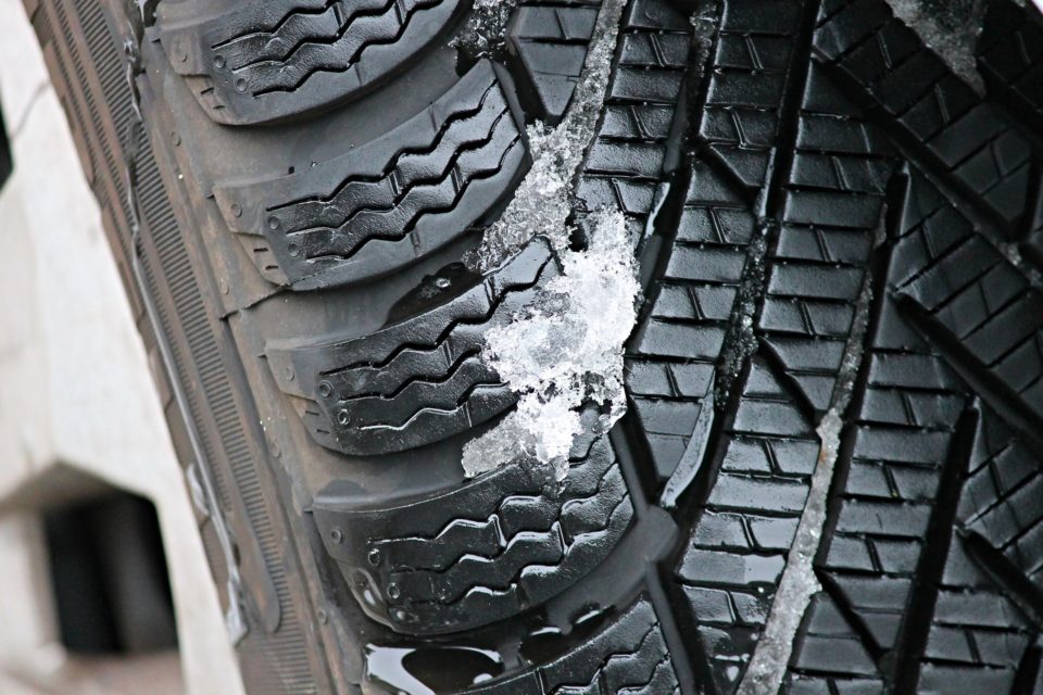 winter tyre with snow in the tread