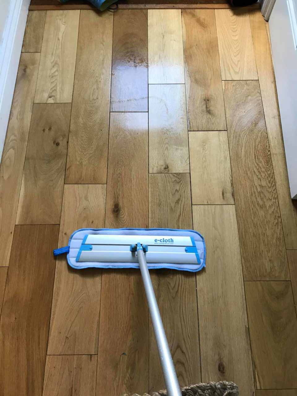 cleaning the wooden floor