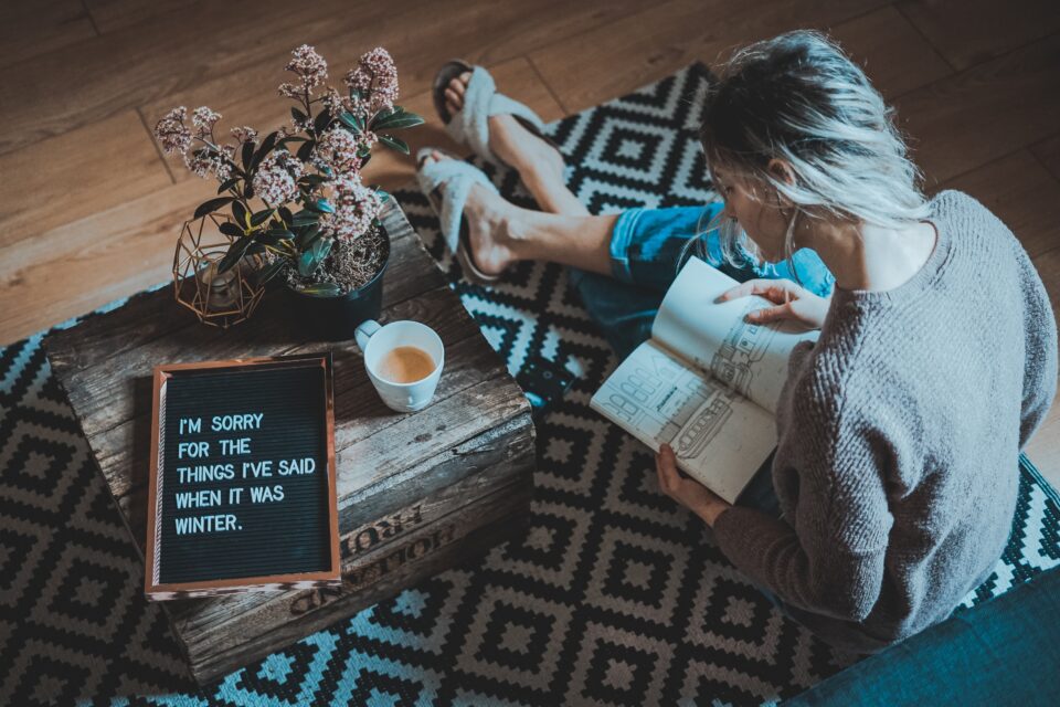 a lady sat reading