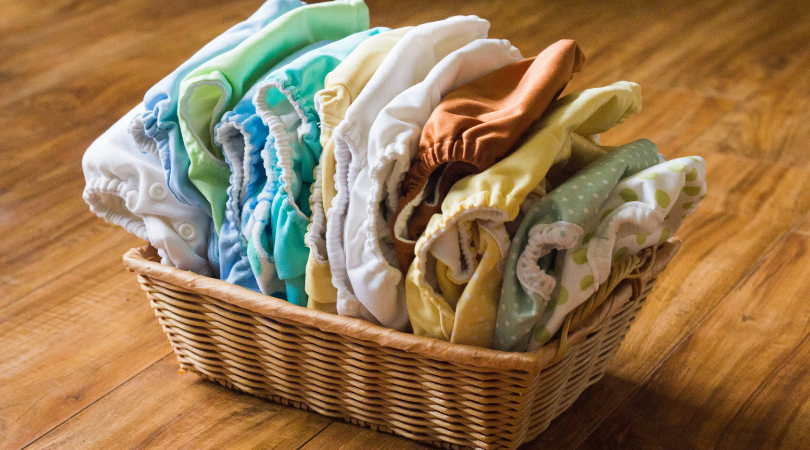 cloth nappies in a basket