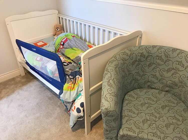 before shot of his cot bed