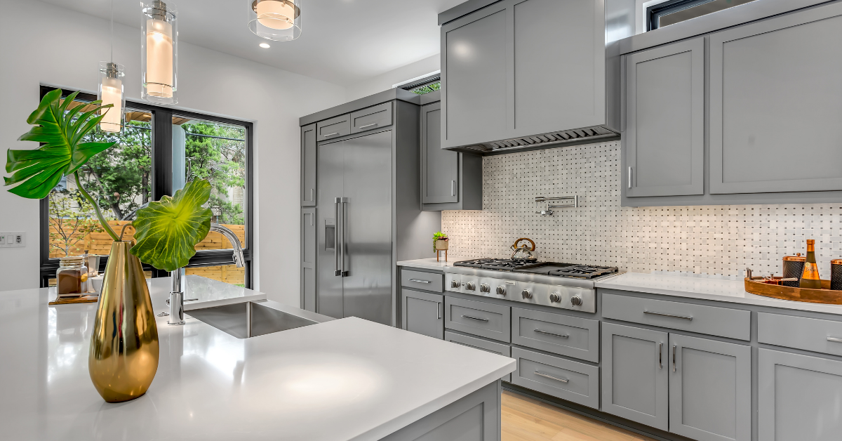 a grey modern kitchen