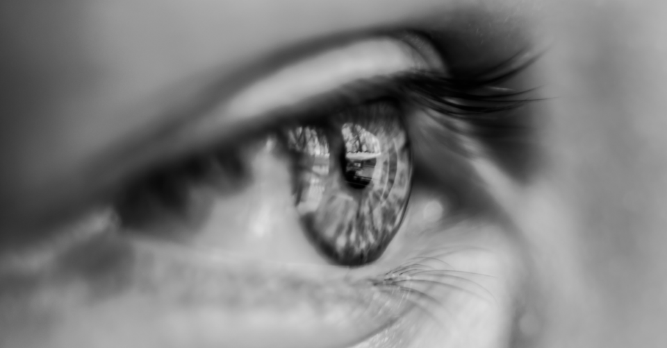an eye in black and white