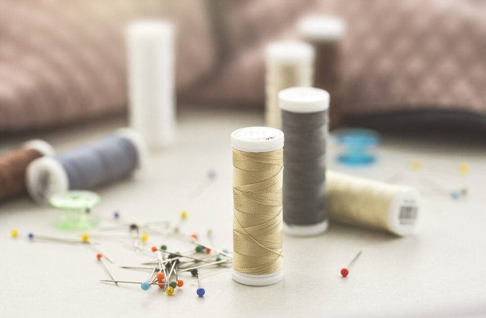 pins and thread for sewing