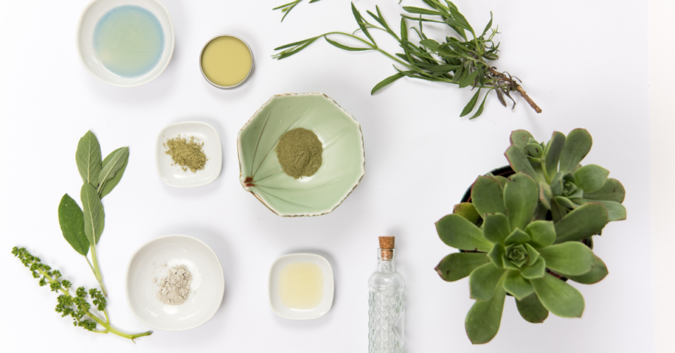 skincare products on a white background
