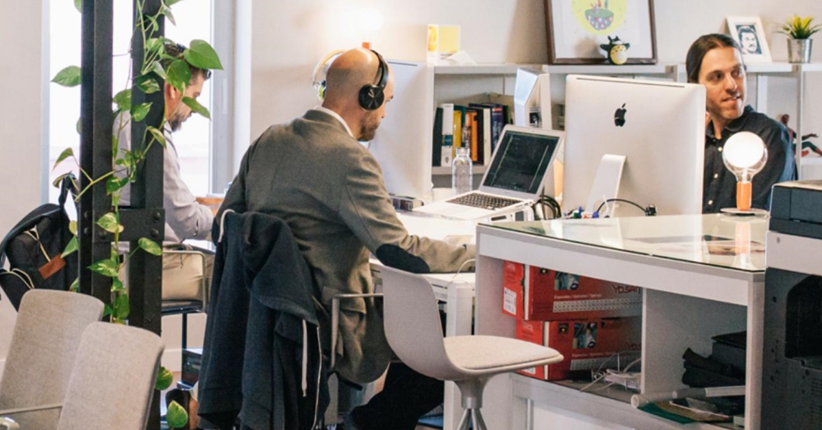 people working in an office