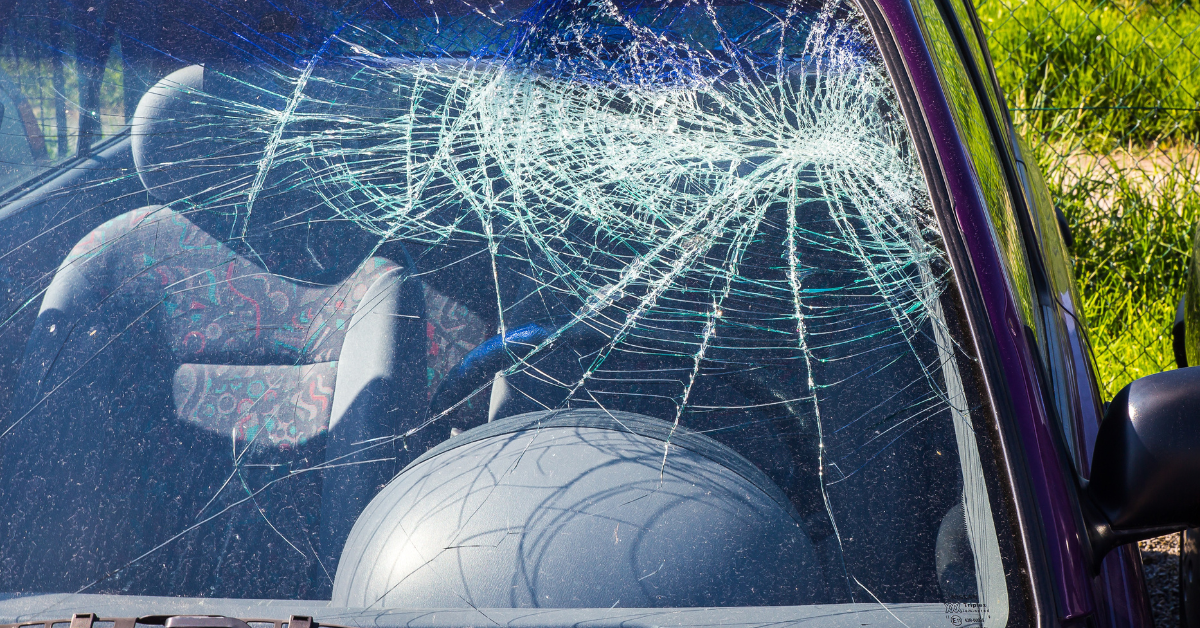 smashed car windscreen