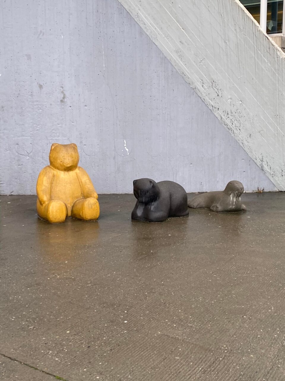 statues of bears and seal