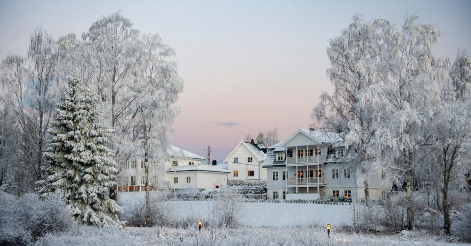a snowy house