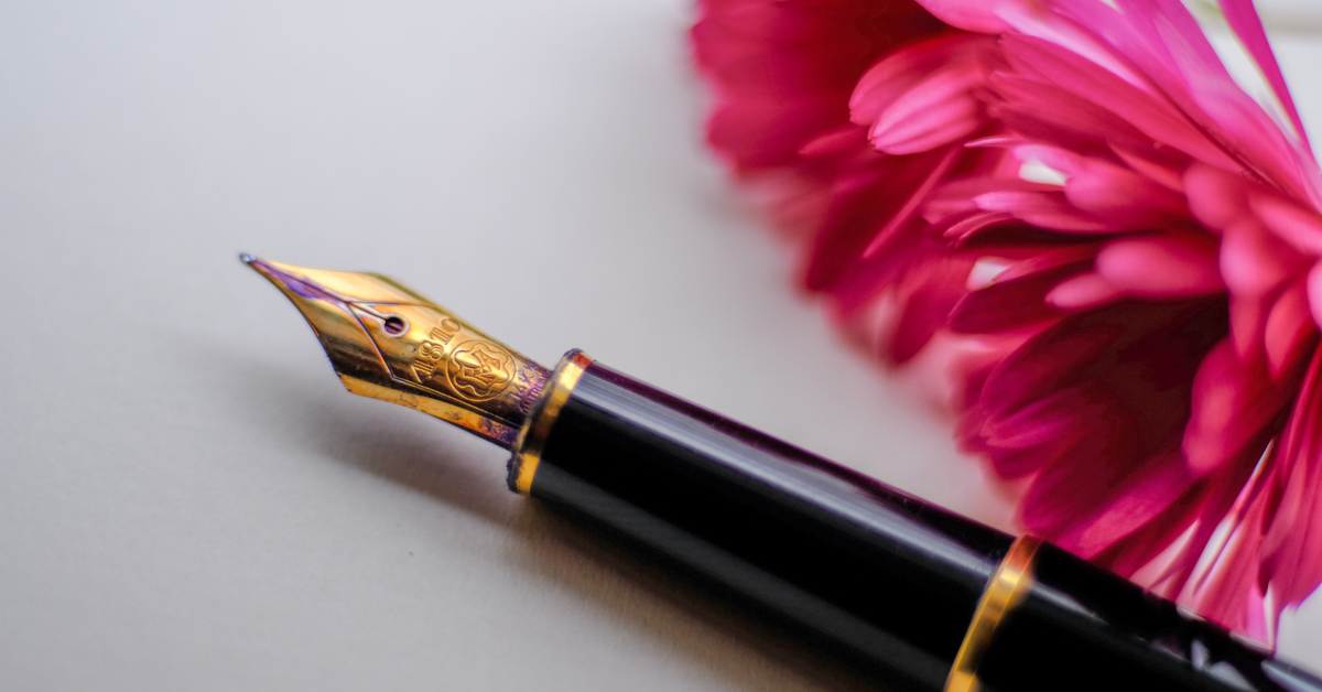 a pen and flower