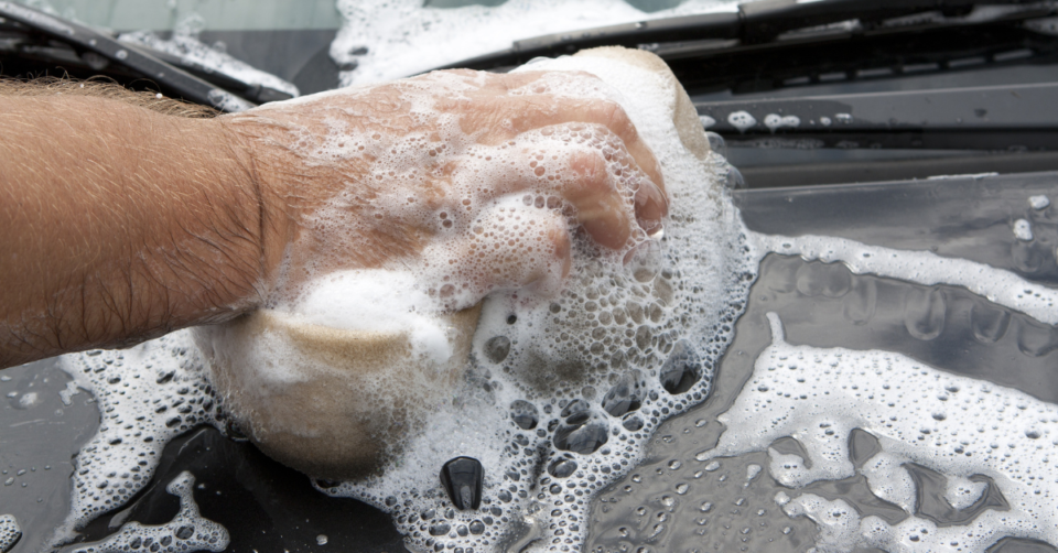 washing the car