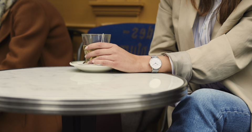 sustainable watch on a lady's arm
