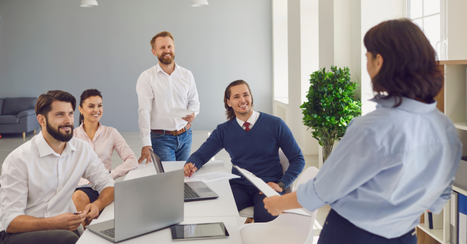 a group of employees at a company