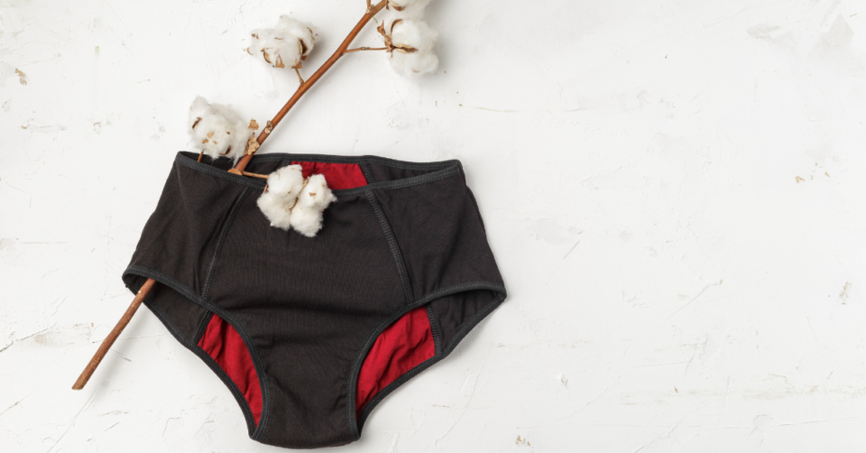 period pants with cotton stick on them