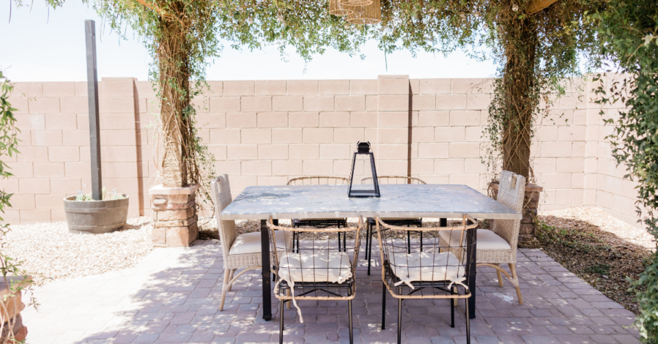 a garden patio area