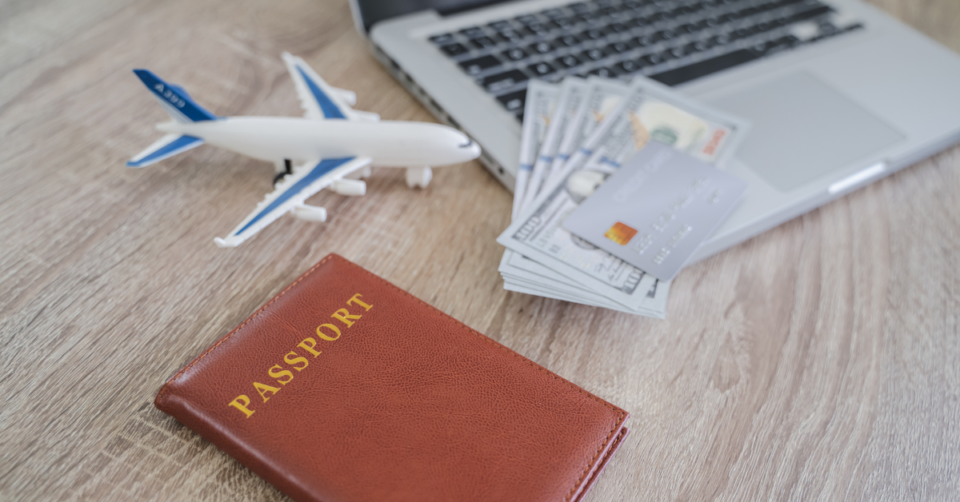 passport and laptop