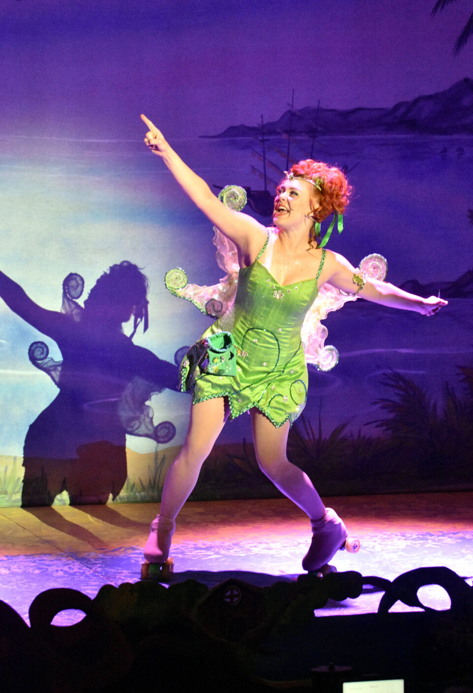 Tinkerbell in the Peter Pan Panto on skates