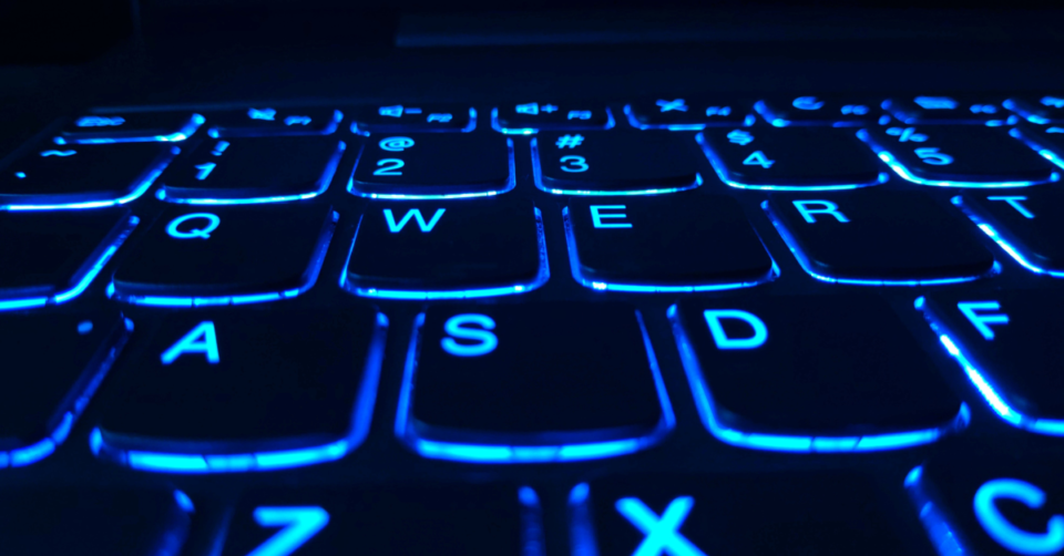 blue laptop keys