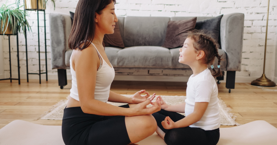 mum and child meditating