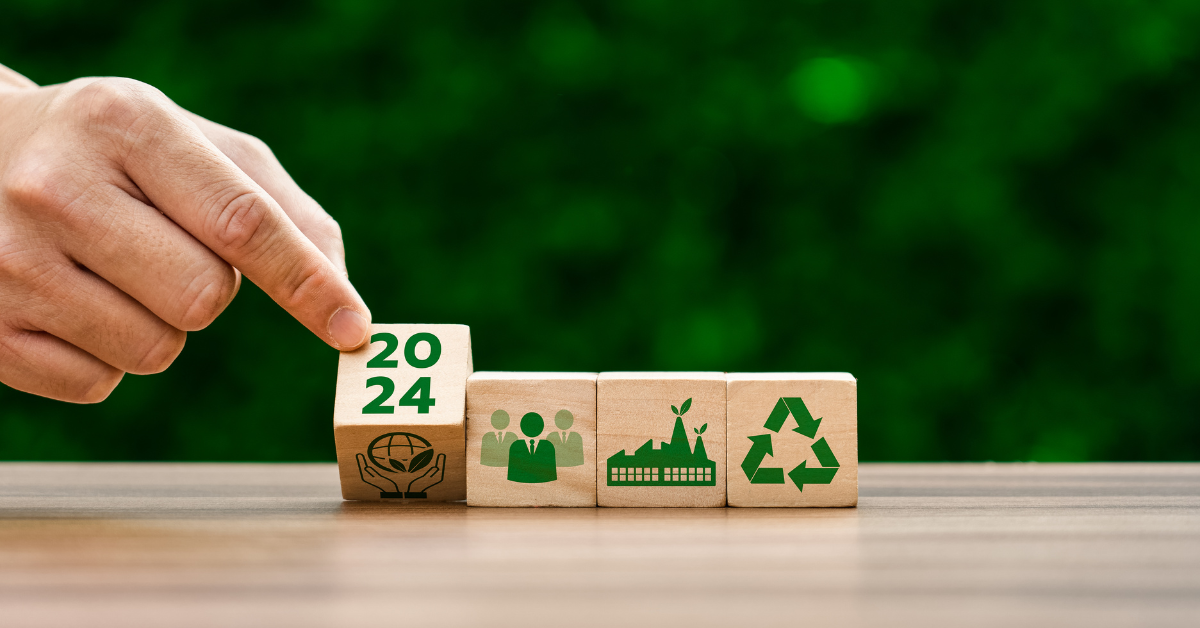 sustainability symbols on wooden blocks