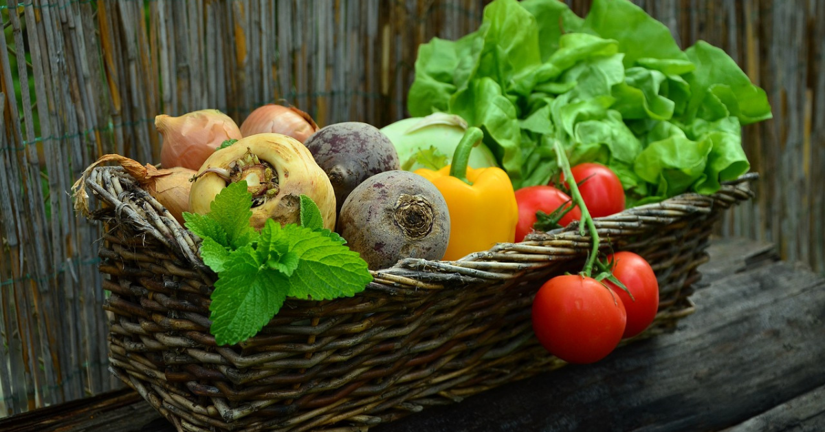 sustainable fruit and veg in a basket