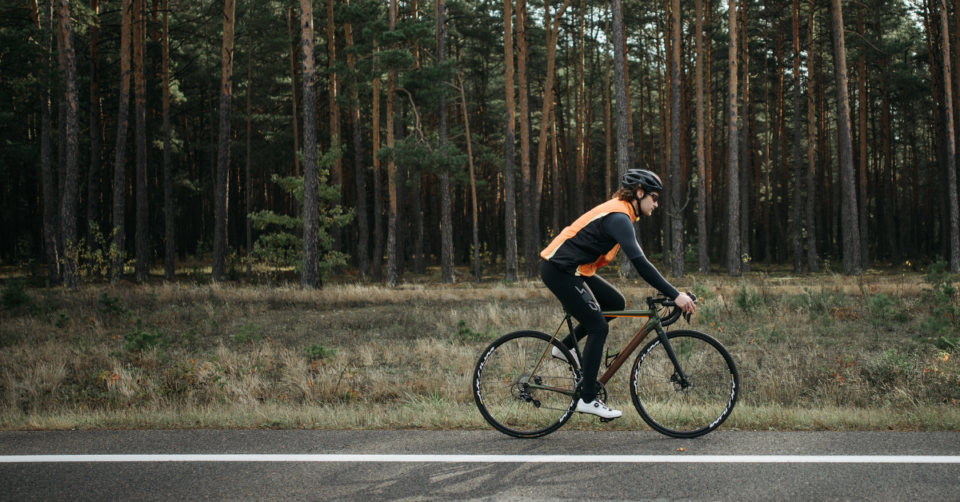 a cyclist on a road