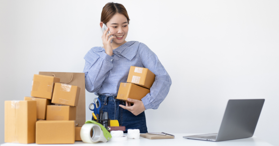 online shop a lady making hers work