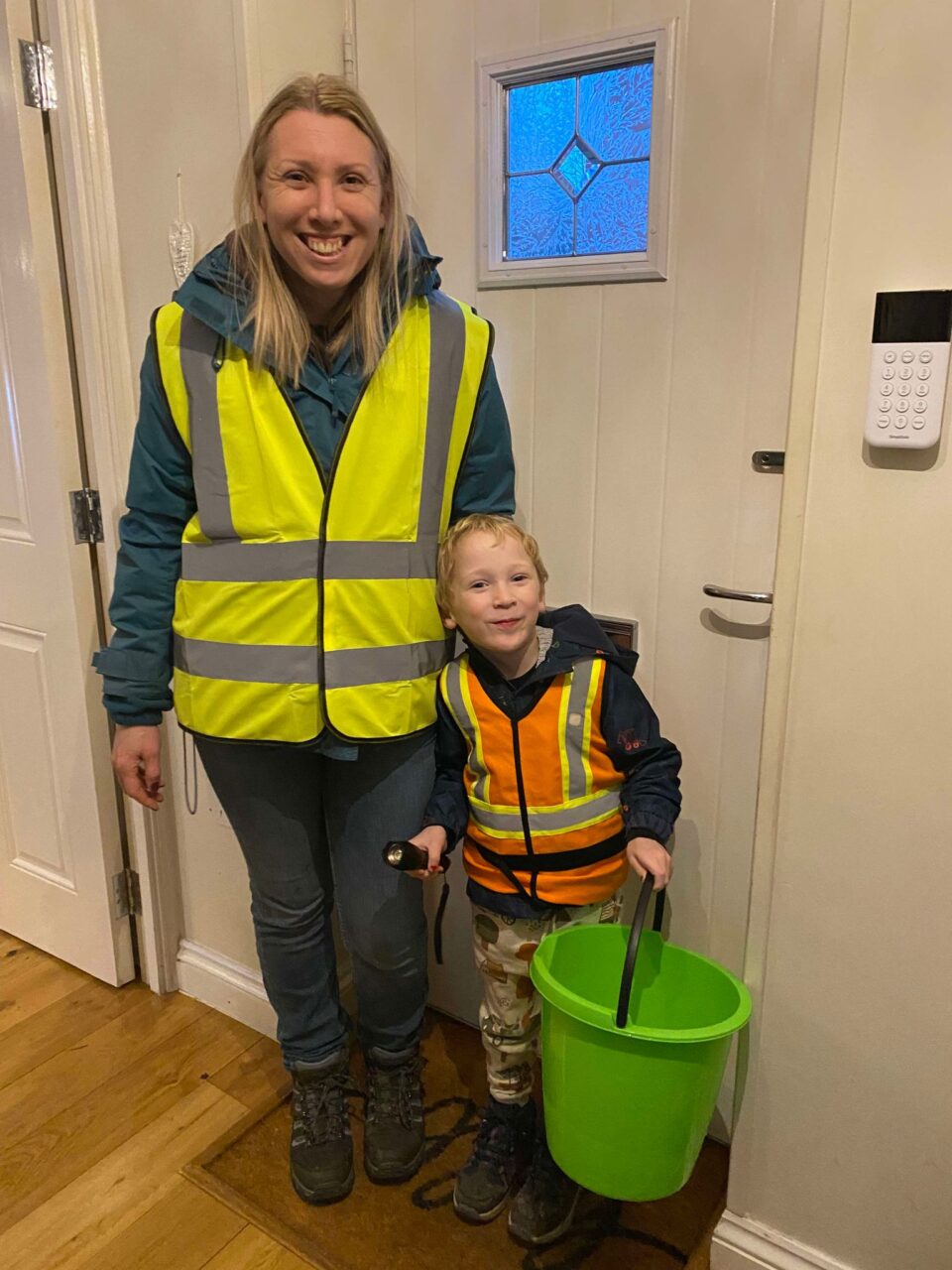 me and my youngest ready to go out on toad patrol