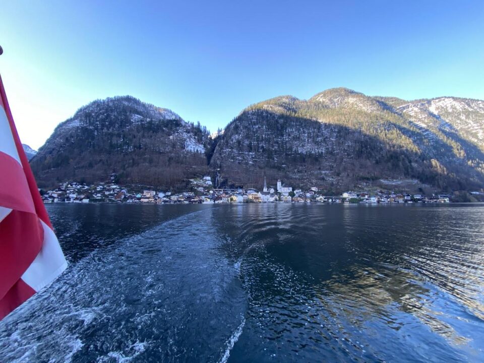 the boat across the lake