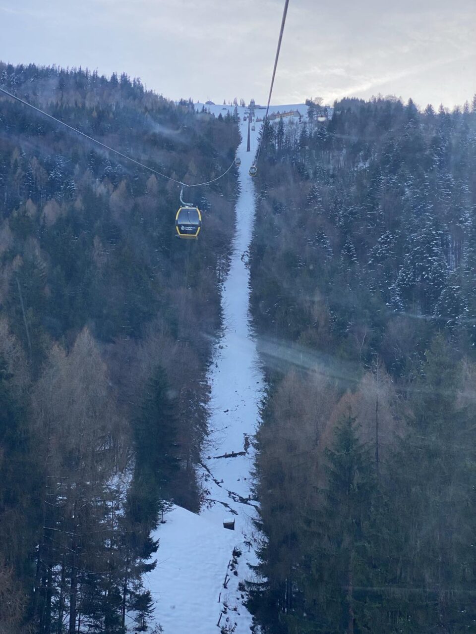 the view from the cable car looking up