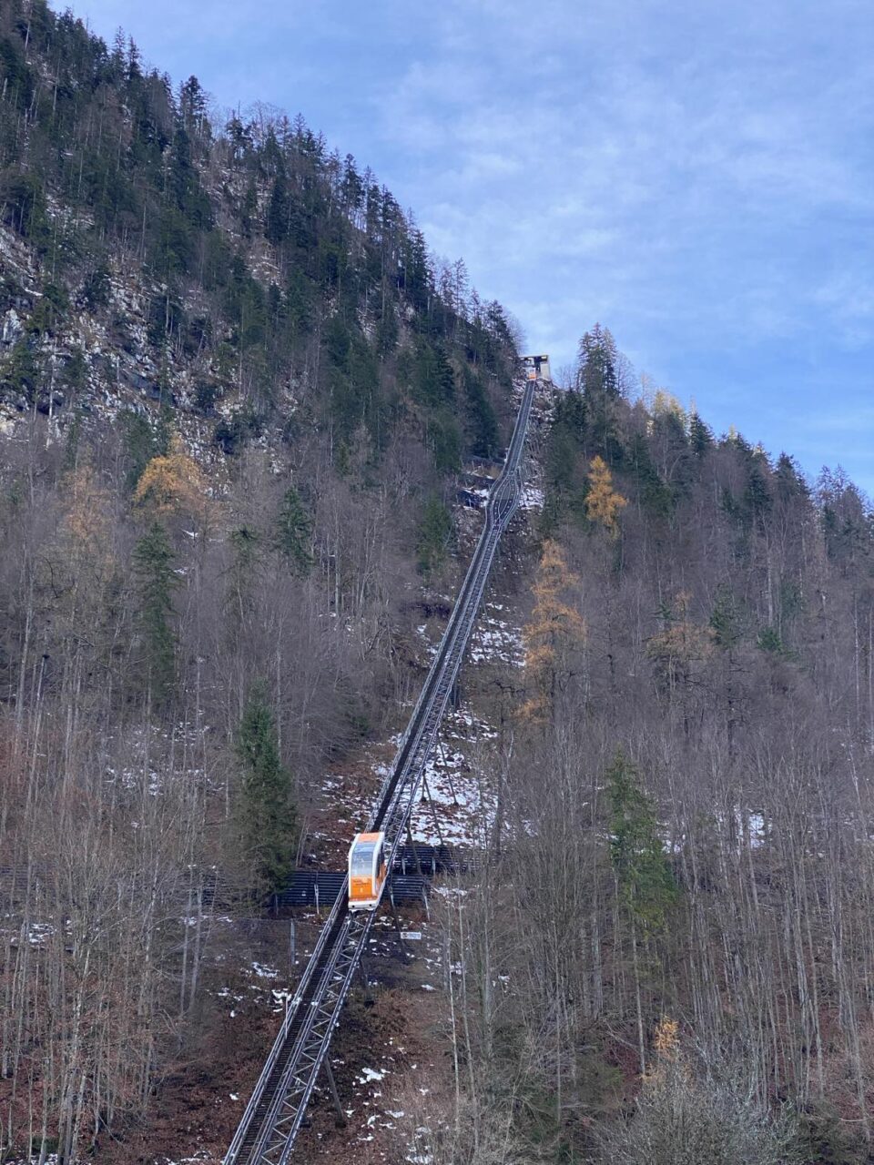 the cable car up to the skywalk at Halstatt