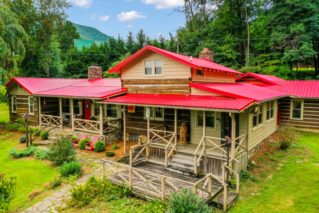 a lovely hut with red roof