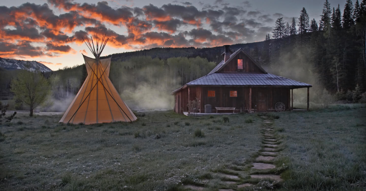 cabin and teepee